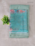 Net Saree Stones Stripes Sea Green Sea Green