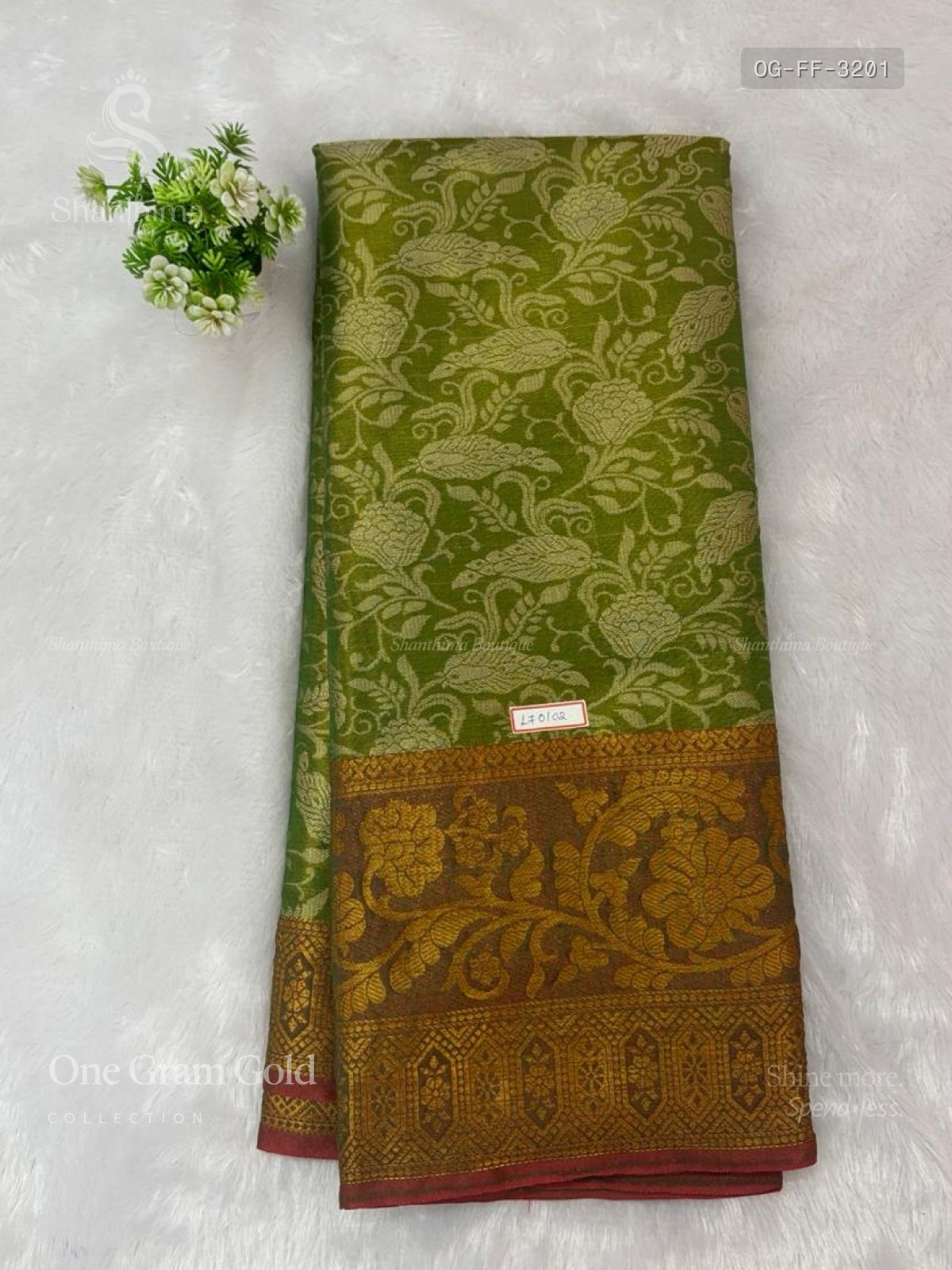One Gram Gold Flowers Flower Parrot Green Red
