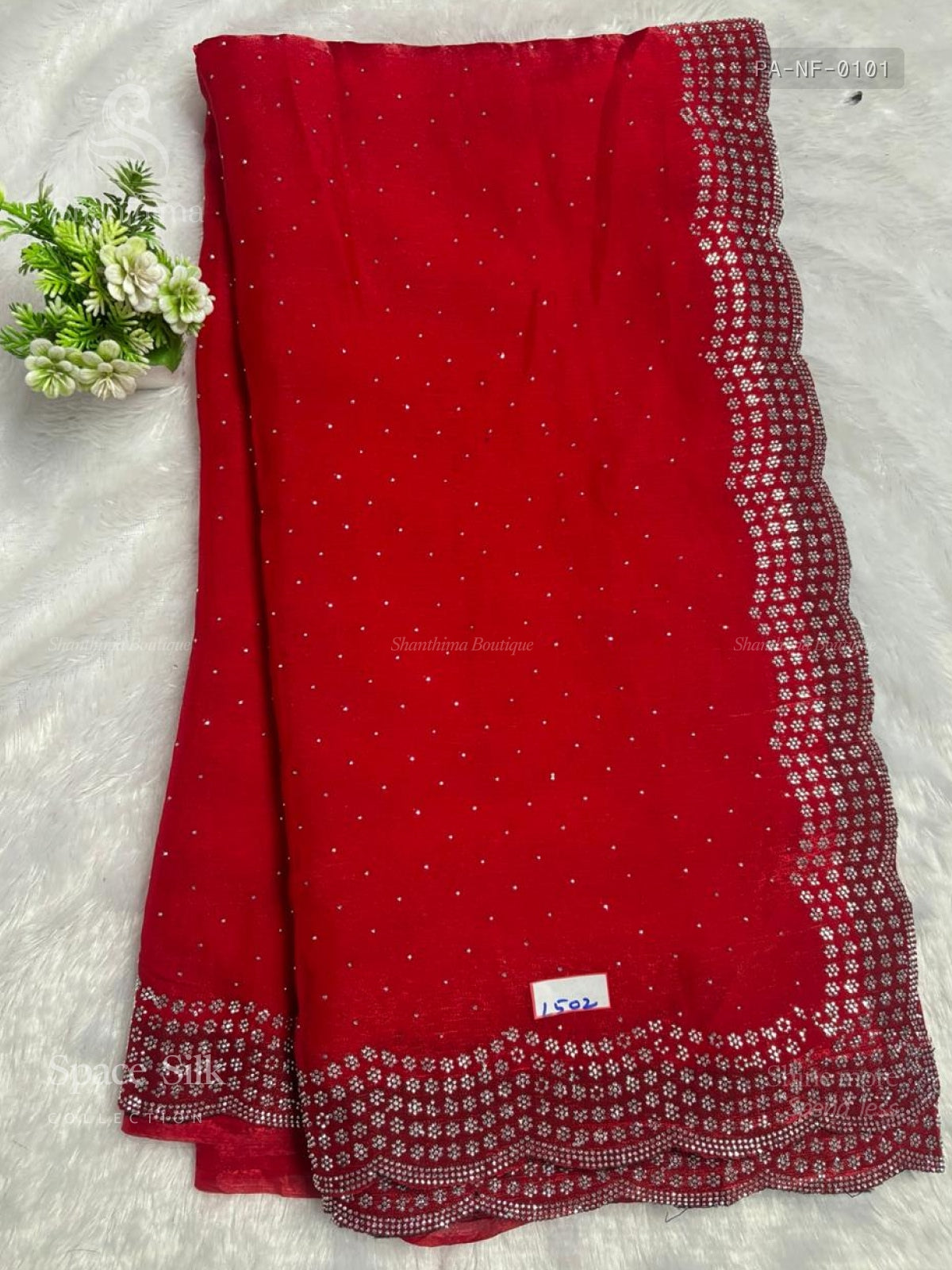 Space Silk Stones Flower Red Red