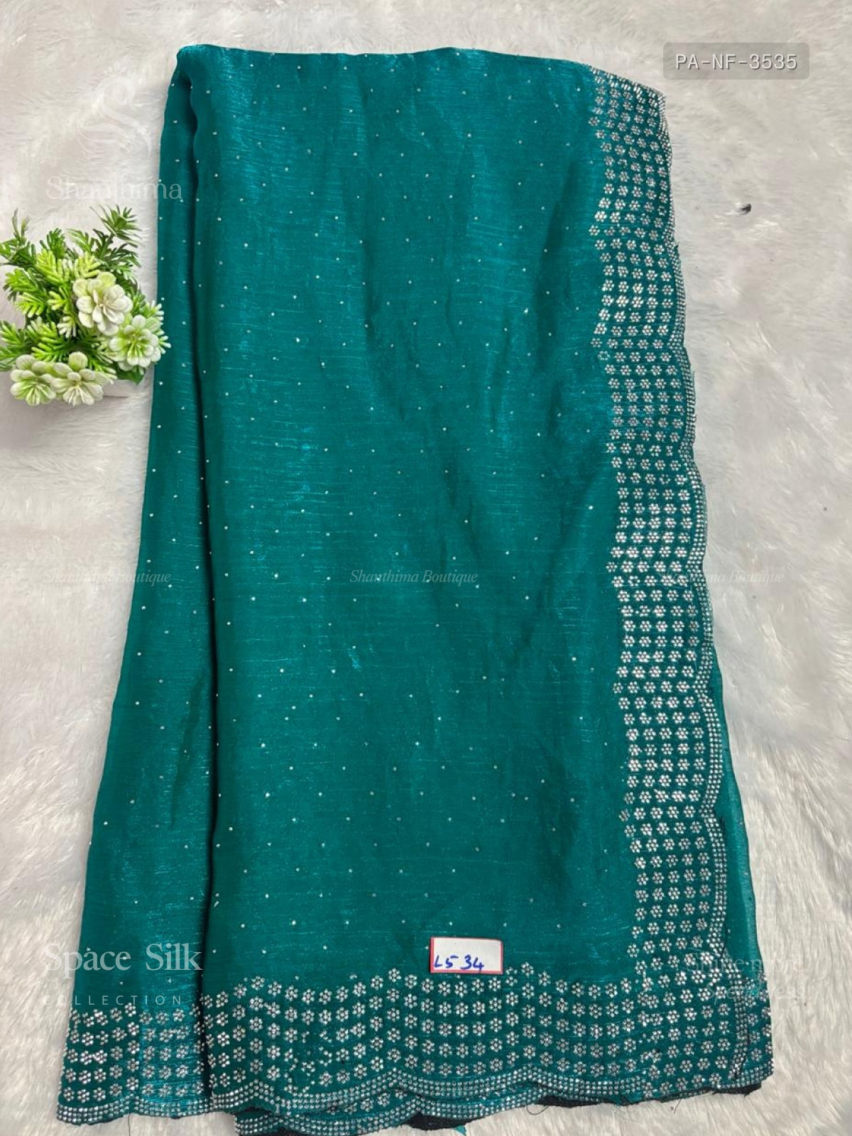 Space Silk Stones Flower Peacock Green Peacock Green