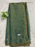 Space Silk Plain Diamond Stone Peacock Pista Green Pista Green