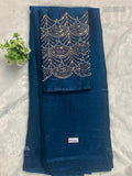 Space Silk Plain Plain Border Peacock Blue Peacock Blue