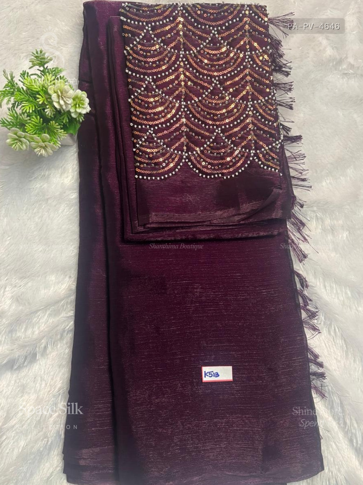 Space Silk Plain Plain Border Wine Wine