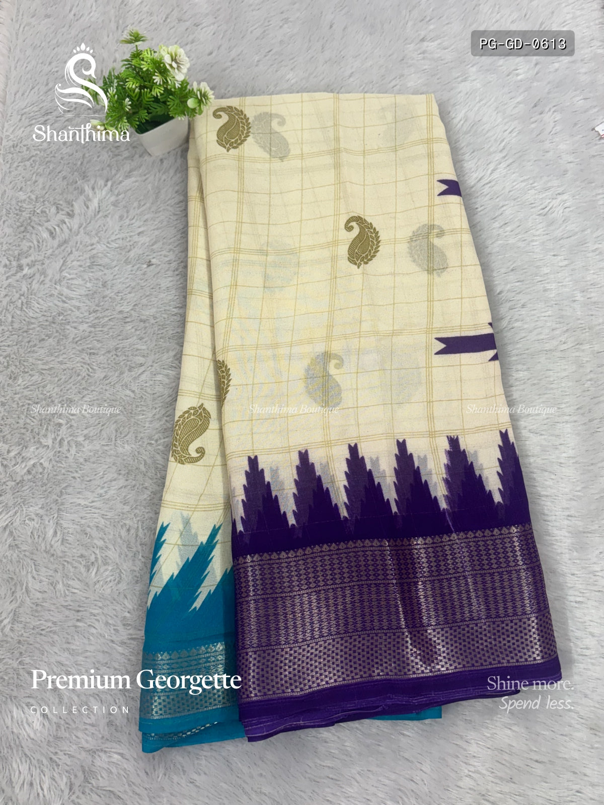 Premium Georgette Mango Diamond Stone Peacock Sandal Violet