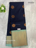 Premium Kanchi Silk Buttas Gold Border Navy Blue Sea Green