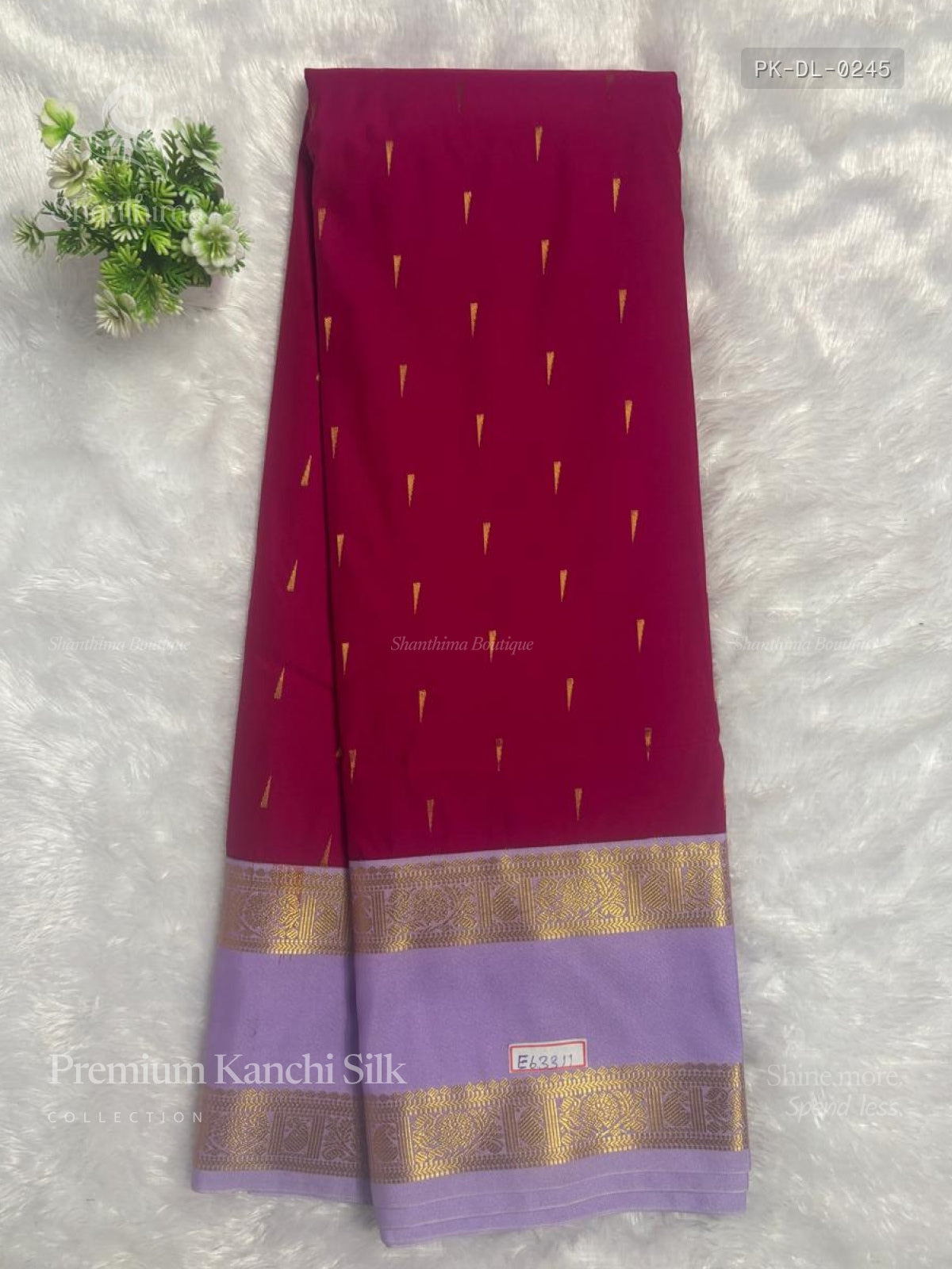 Premium Kanchi Silk Rain Drop Mango Flower Pink Lavender