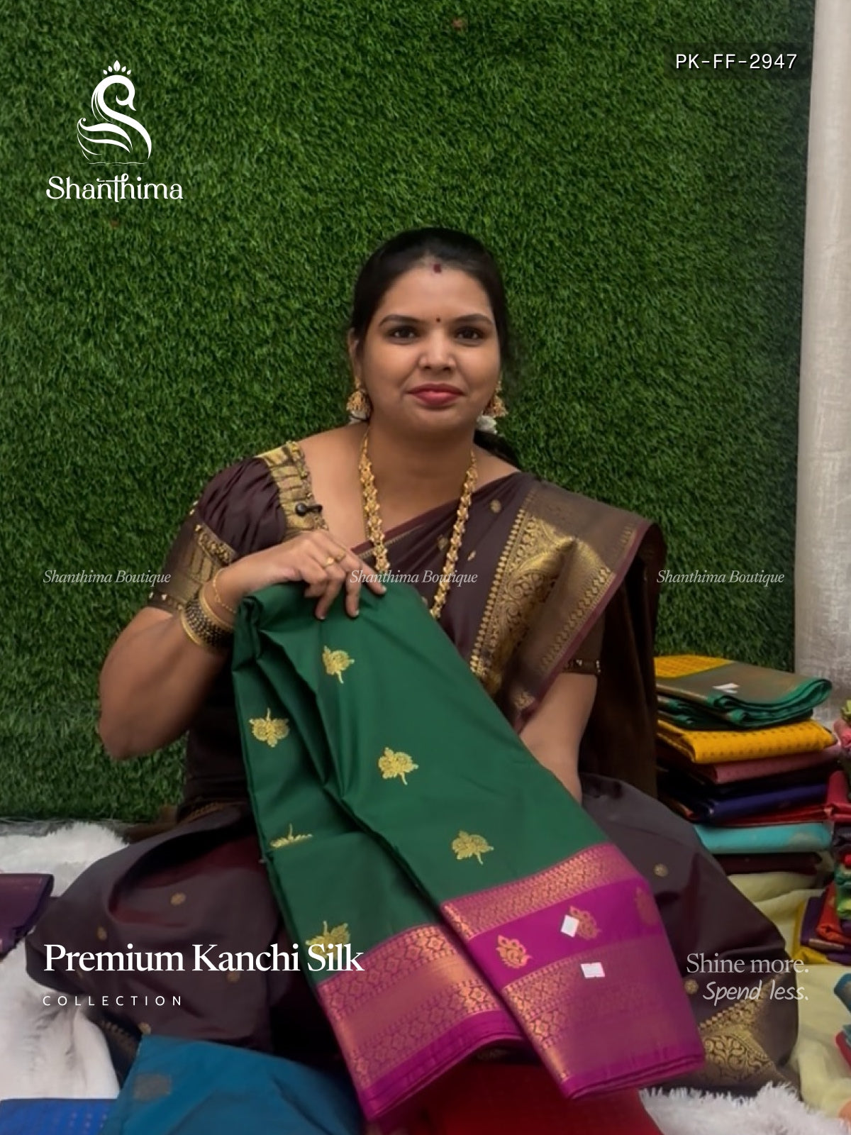 Premium Kanchi Silk Flowers Flower  Dark Green Magenta
