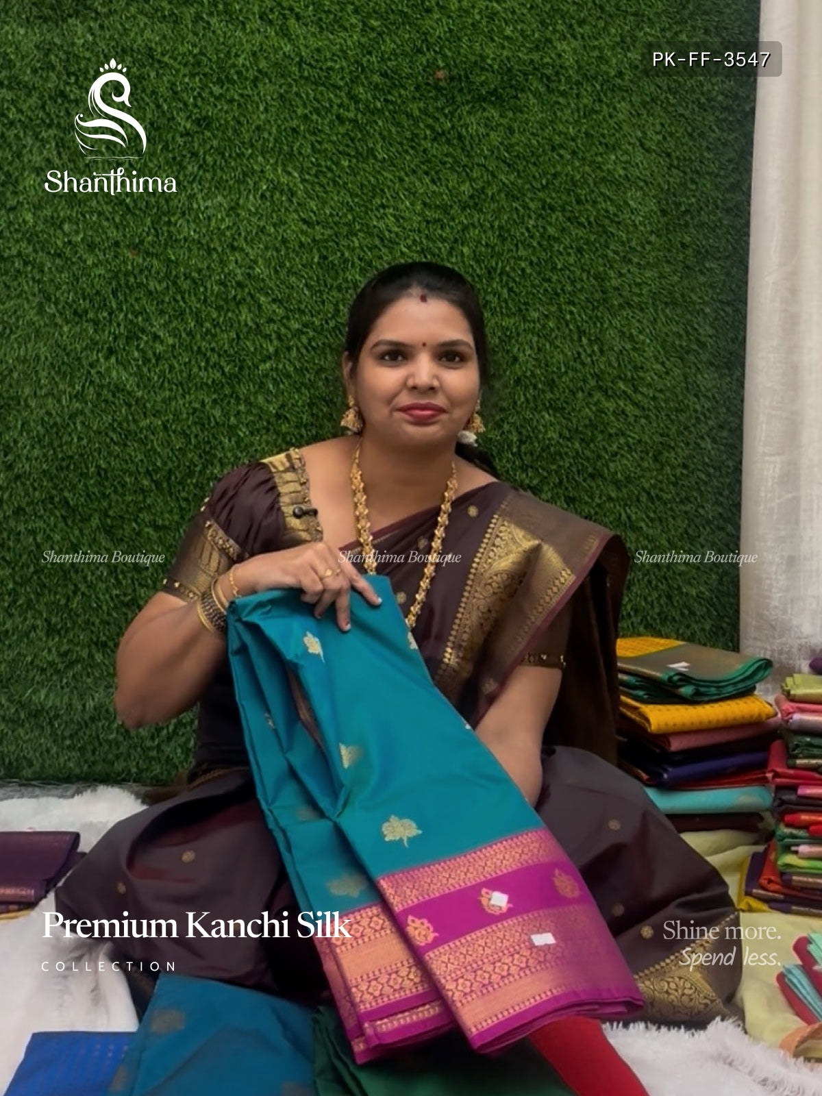 Premium Kanchi Silk Flowers Flower  Peacock Green Magenta