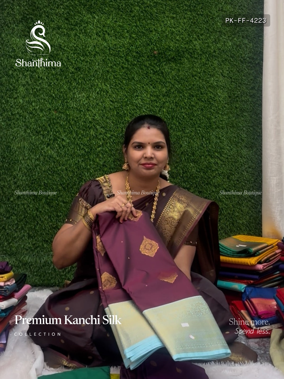 Premium Kanchi Silk Flowers Flower  Dark Violet Sky Blue