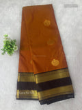 Premium Kanchi Silk Flowers Stripes Mustard Coffee Brown