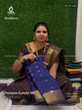 Premium Kanchi Silk Flowers Mango Flower Motif Violet Gold