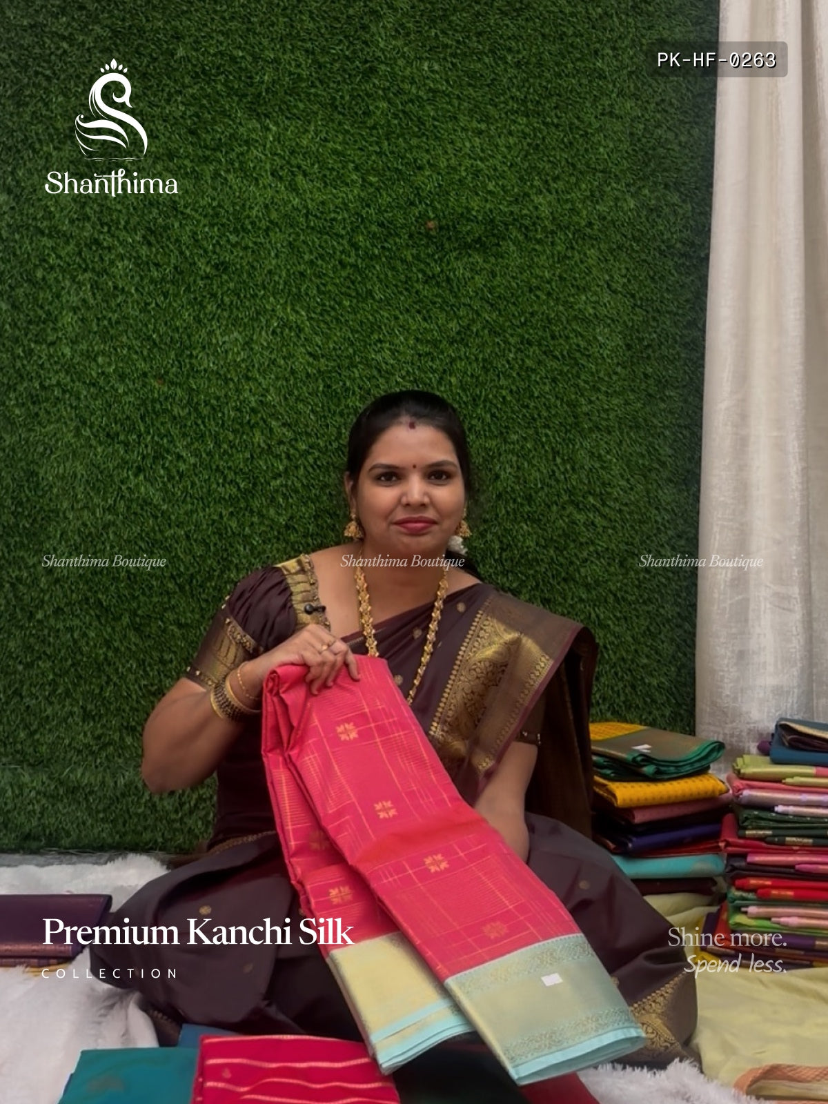 Premium Kanchi Silk Horizontal Stripes Flower  Pink Sea Green