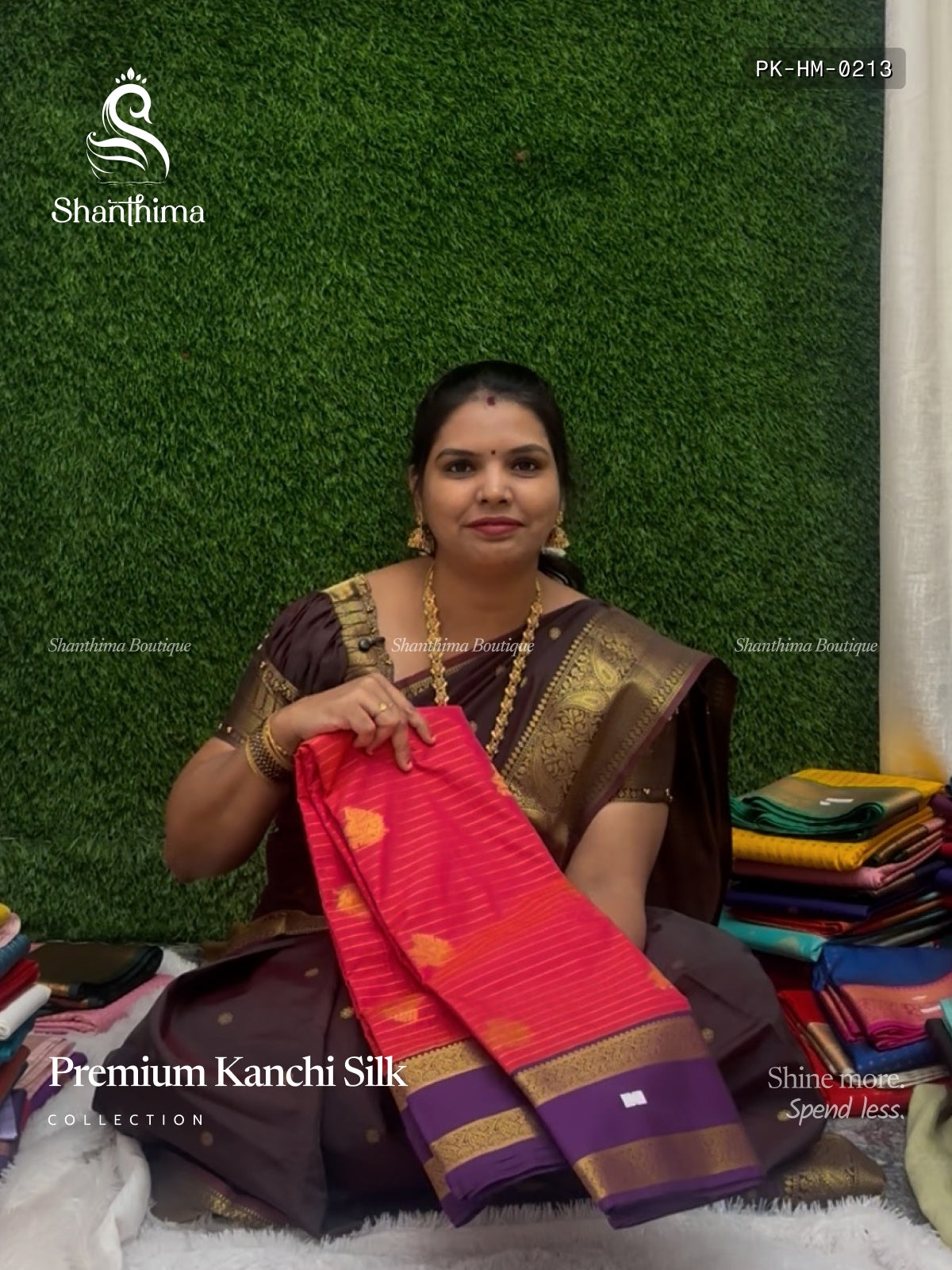 Premium Kanchi Silk Horizontal Stripes Mango Pink Violet
