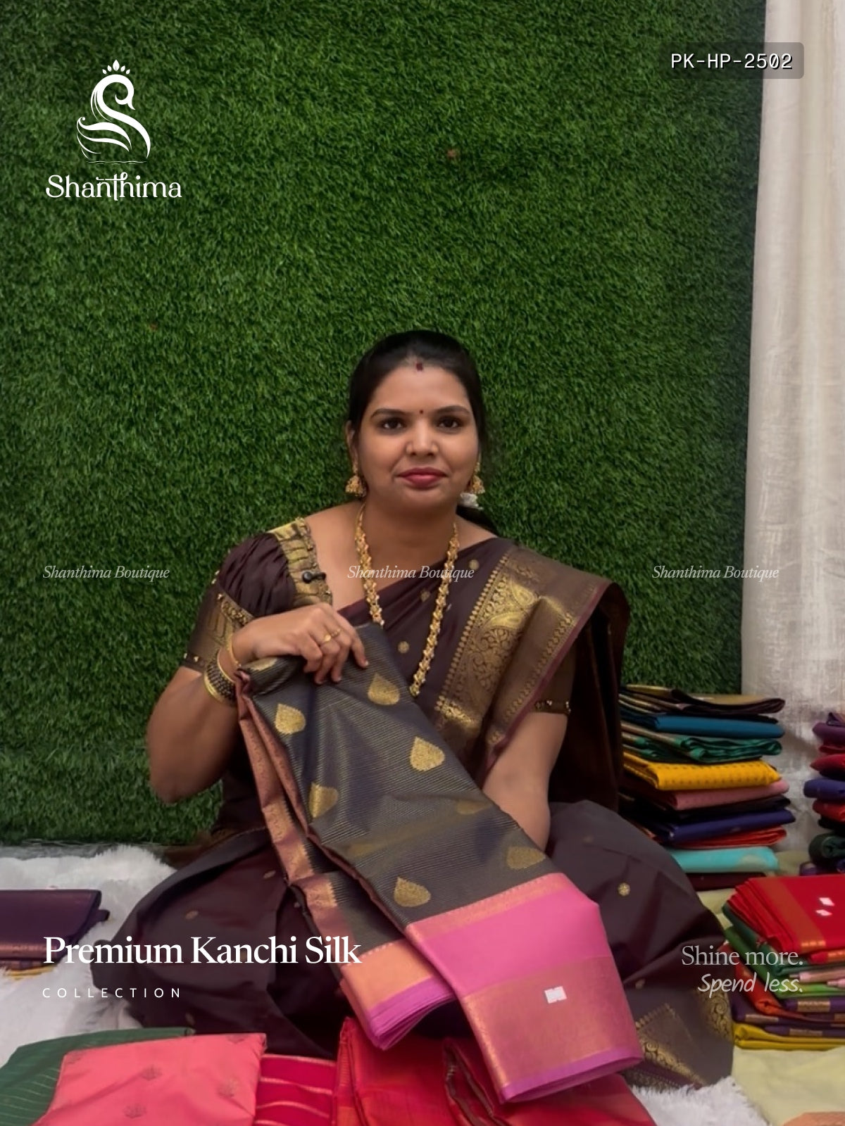 Premium Kanchi Silk Horizontal Stripes Peacock Navy Blue Pink