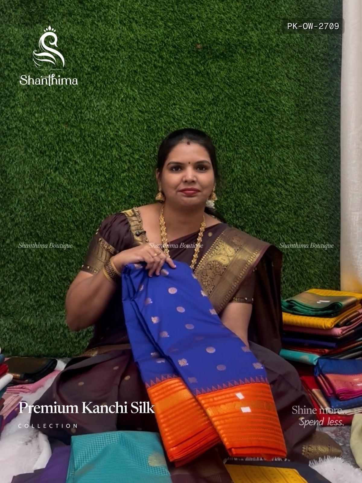 Premium Kanchi Silk Peacock Mango Peacock Chakra Ink Blue Orange