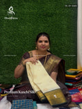 Premium Kanchi Silk Rangoli Flower  White Black