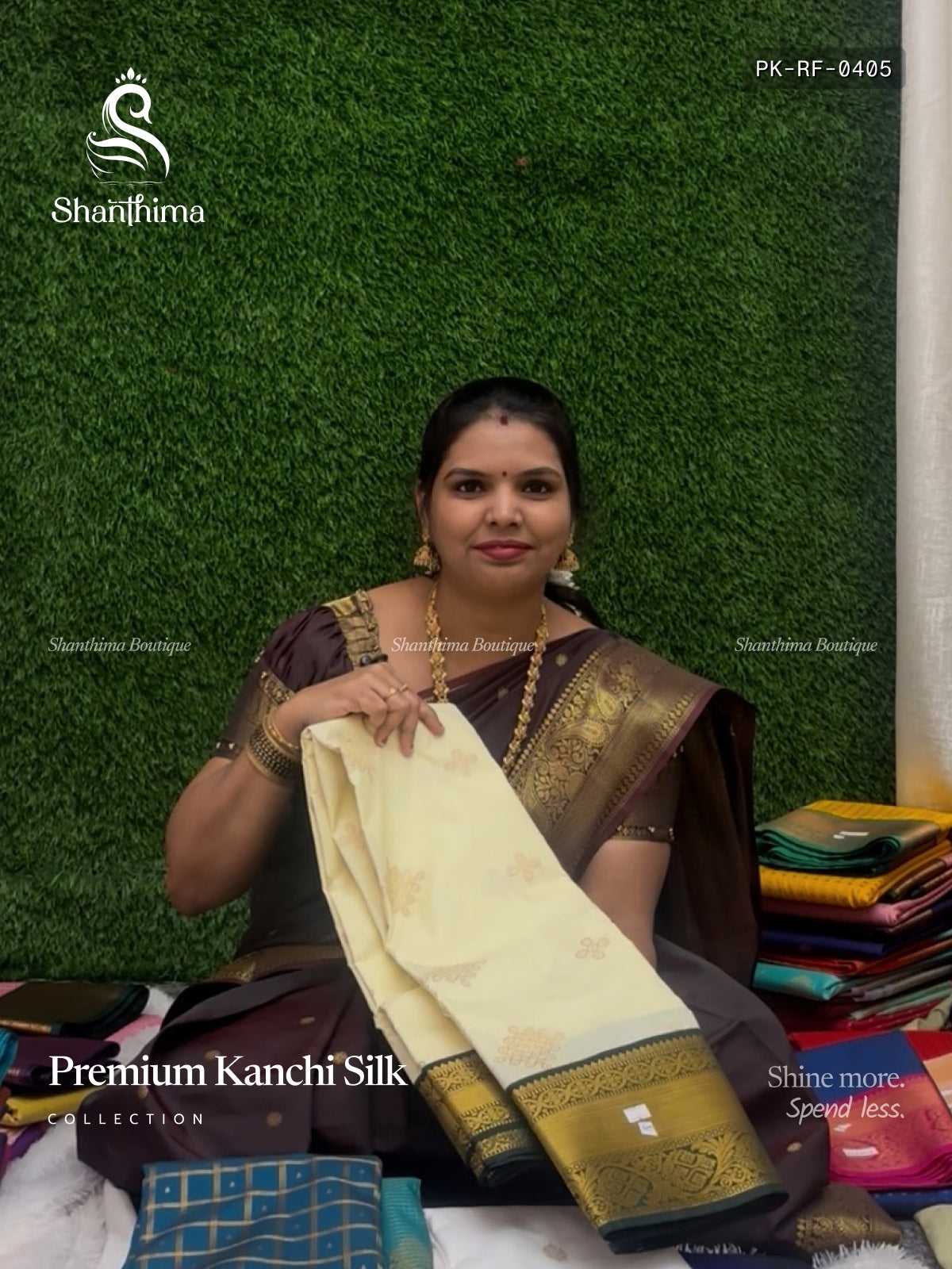 Premium Kanchi Silk Rangoli Flower  White Black