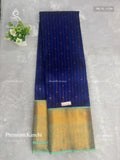 Premium Kanchi Vertical Stripes Mango Flower Blue Teal Green
