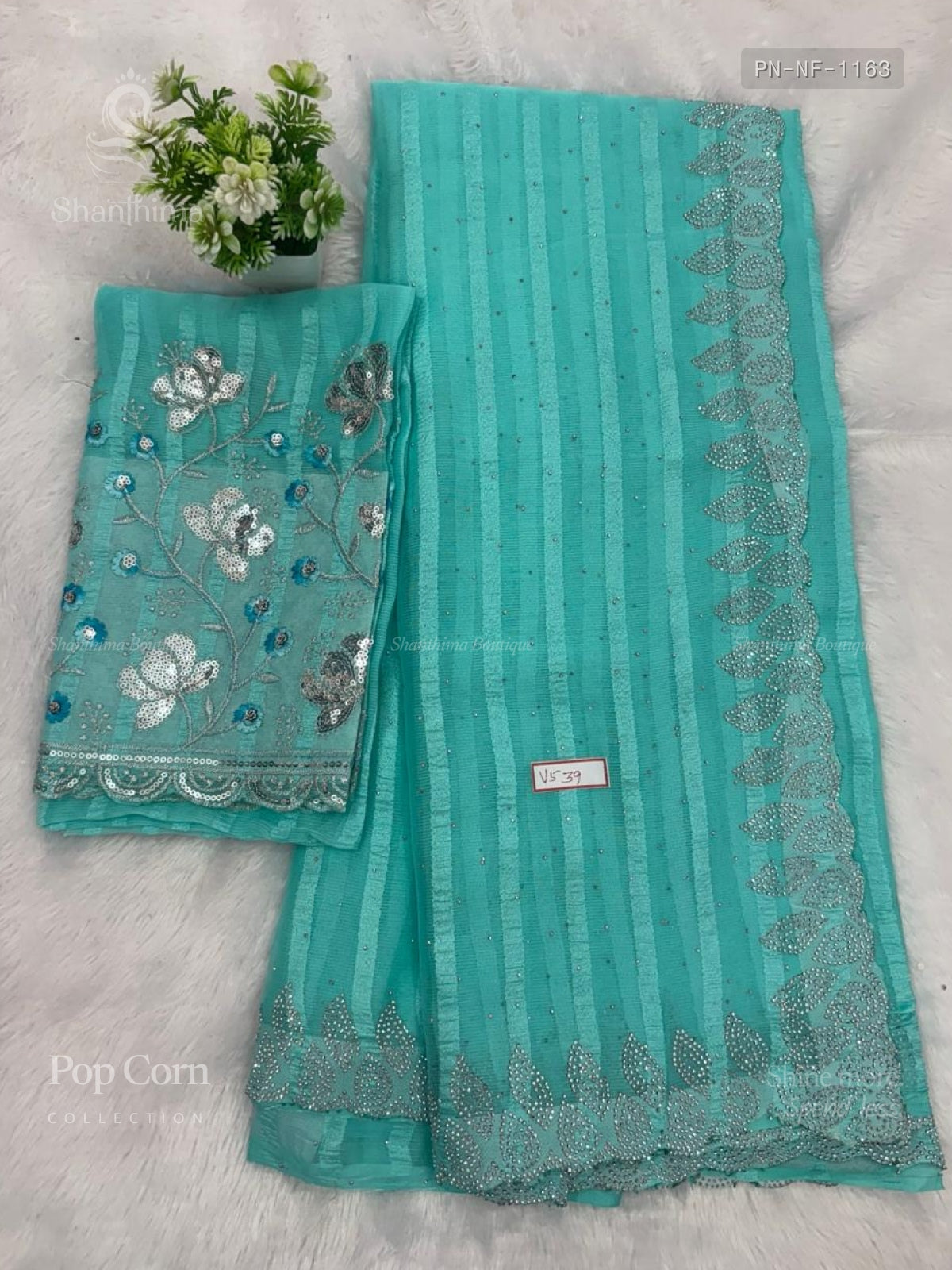 Pop Corn Stones Flower blue Sea Green