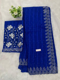 Pop Corn Stones Flower Ink Blue Silver