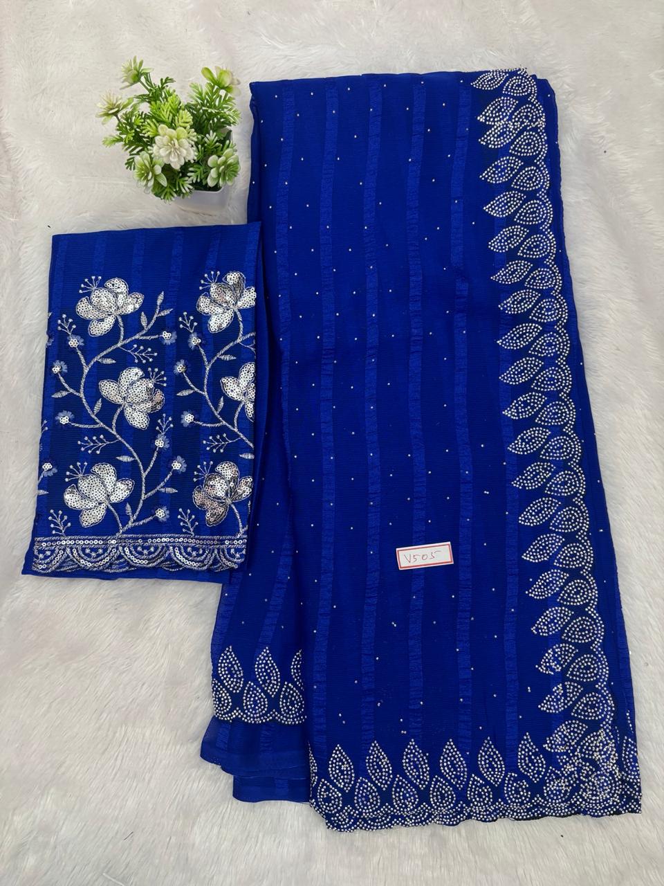 Pop Corn Stones Flower Ink Blue Silver