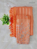 Pop Corn Vertical Stripes Plain Border Peach Peach