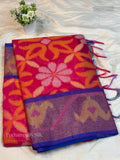 Pochampally Silk Flowers Flower Pink Ink Blue