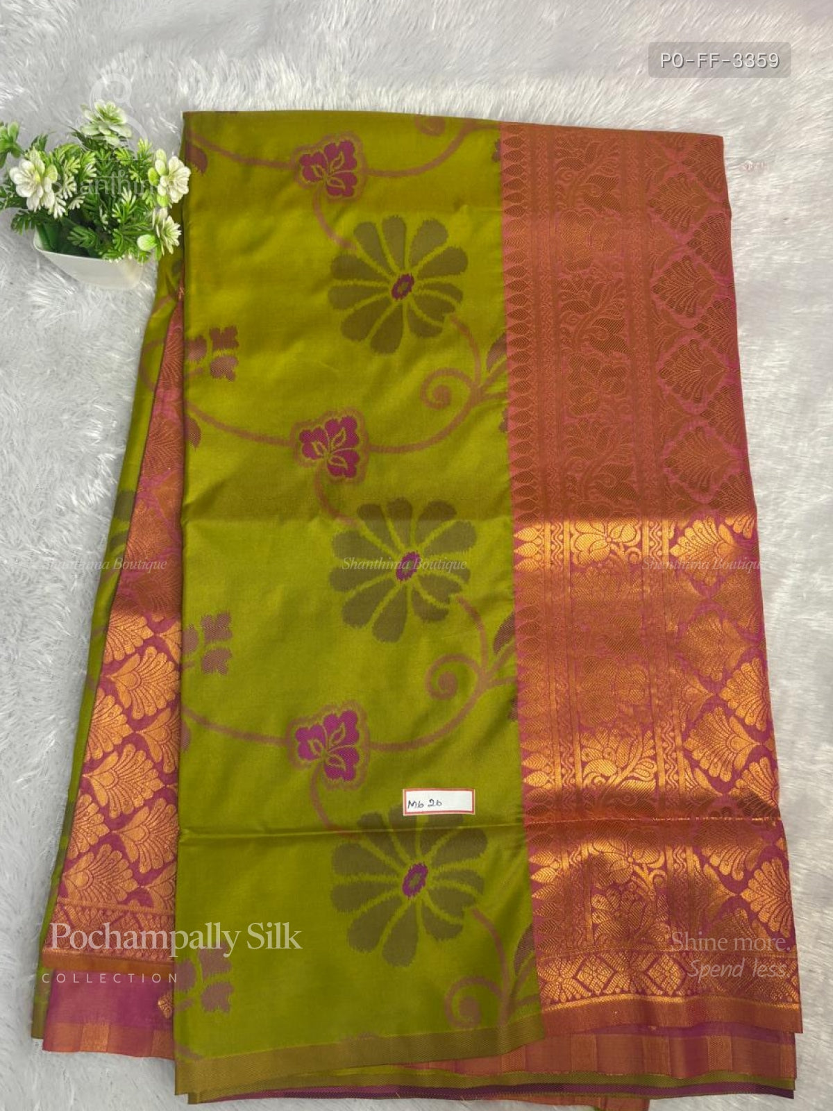 Pochampally Silk Flowers Flower Elachi Green Dual Shade Pink
