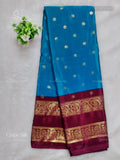 Crepe Silk Buttas Peacock Rama Blue Magenta