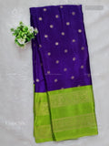 Crepe Silk Buttas Peacock Dark Violet Elachi Green