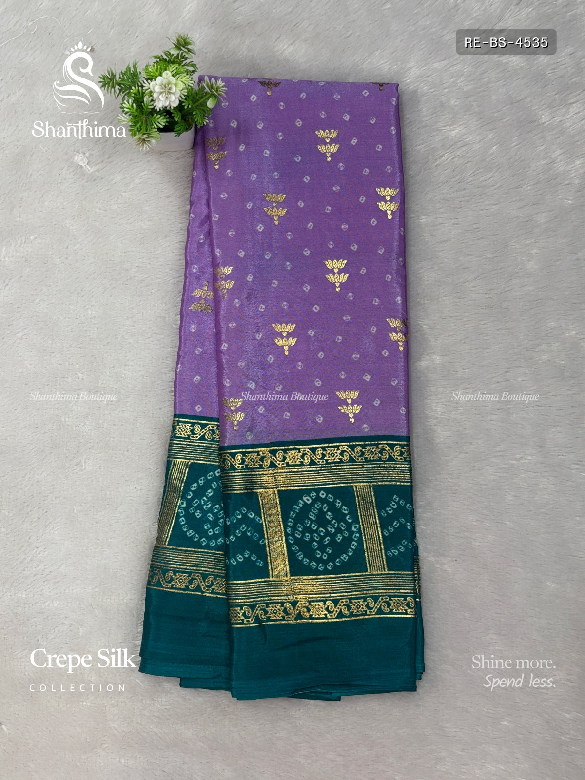 Crepe Silk Buttas Stripes Lavender Peacock Green