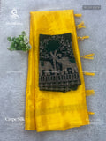 Crepe Silk Checks Chakra Star Yellow Dark Green