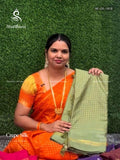 Crepe Silk Checks Chakra Star Green Green