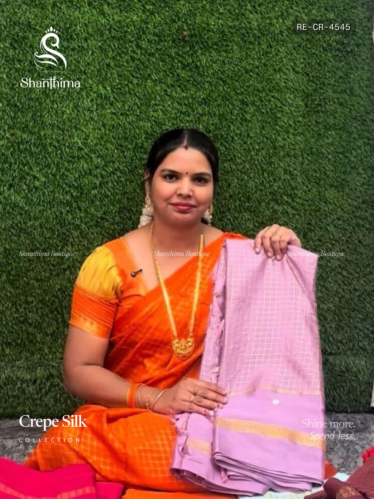 Crepe Silk Checks Chakra Star Lavender Lavender