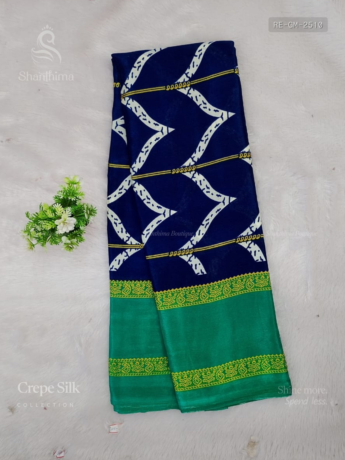 Crepe Silk Mango Mango Navy Blue Green
