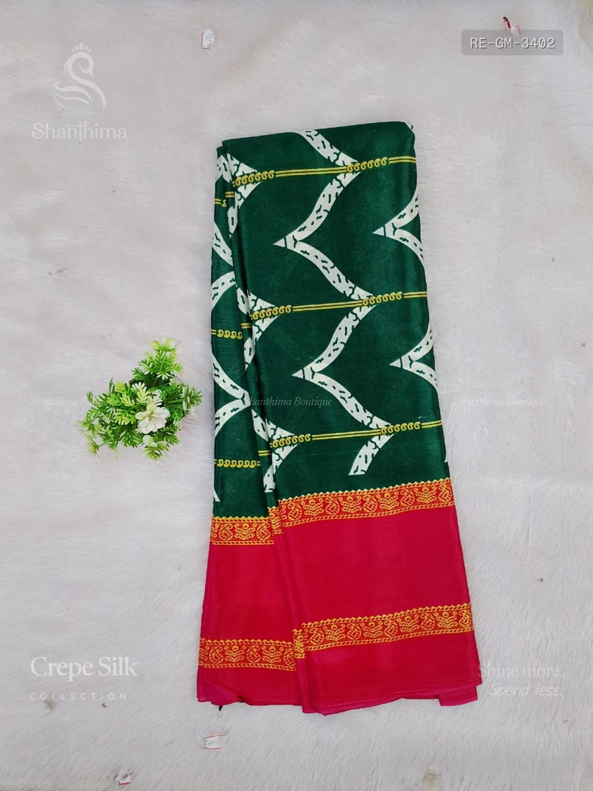 Crepe Silk Mango Mango Leaf Green Pink