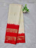 Crepe Silk Horizontal Stripes Flower Sandal Red