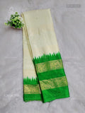 Crepe Silk Horizontal Stripes Flower Sandal Green