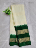 Crepe Silk Horizontal Stripes Flower Sandal Dark Green