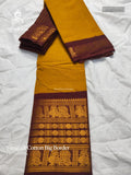 Sungudi Cotton Big Border Plain Peacock Chakra Mustard Maroon