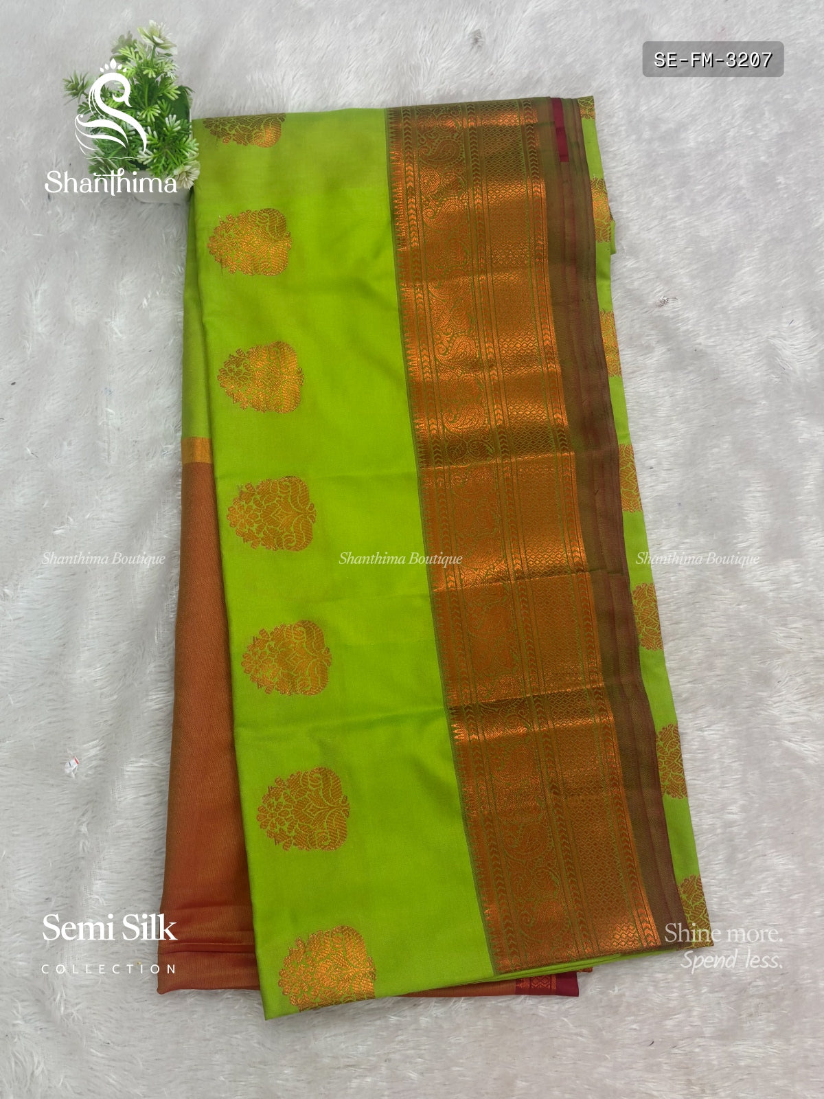 Semi Silk Flowers Mango Parrot Green Gold