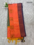 Semi Silk Flowers Stripes Peach Dual Shade Blue
