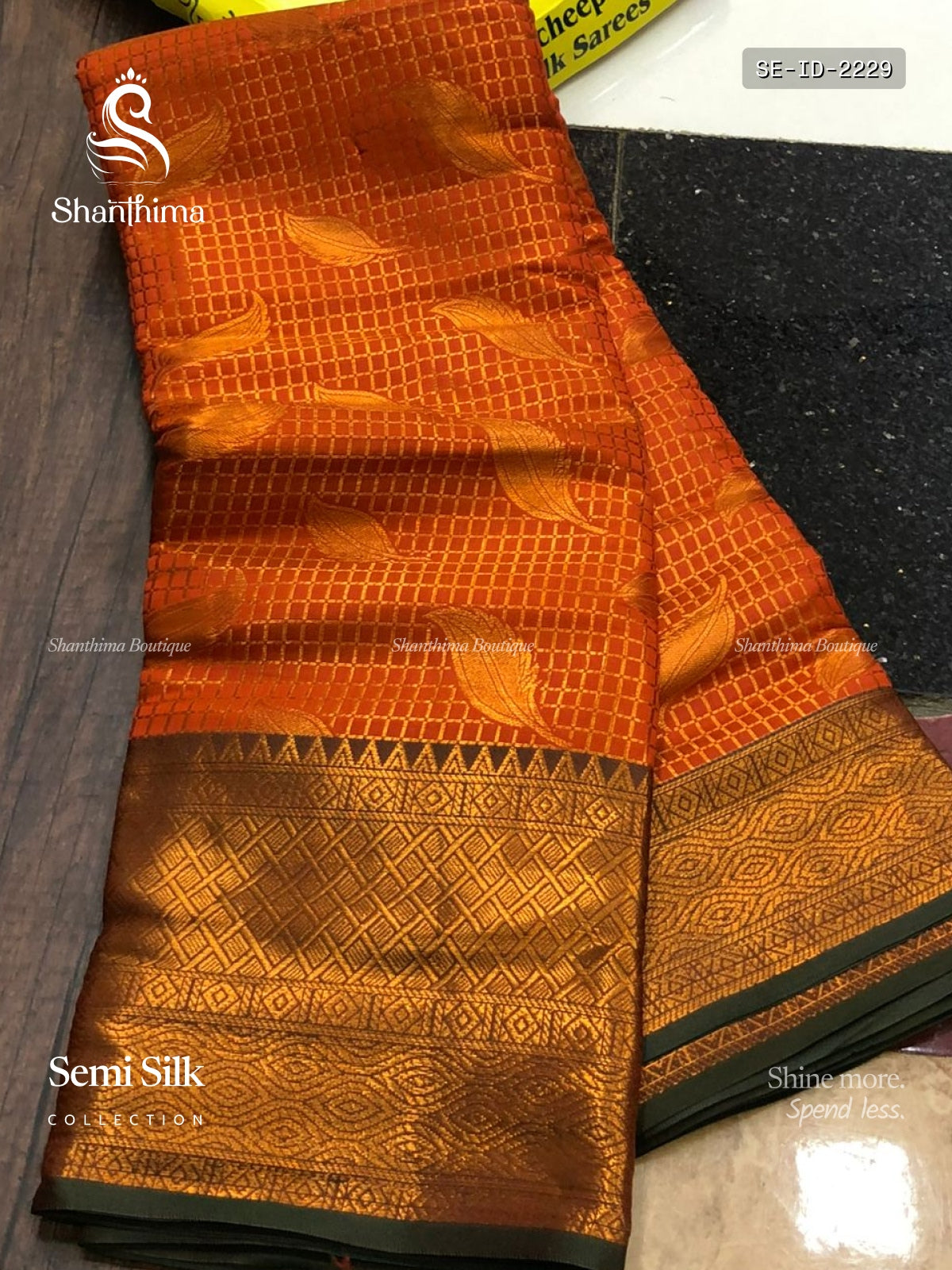 Semi Silk Leaf Diamond Stone Peacock Rust Dark Green