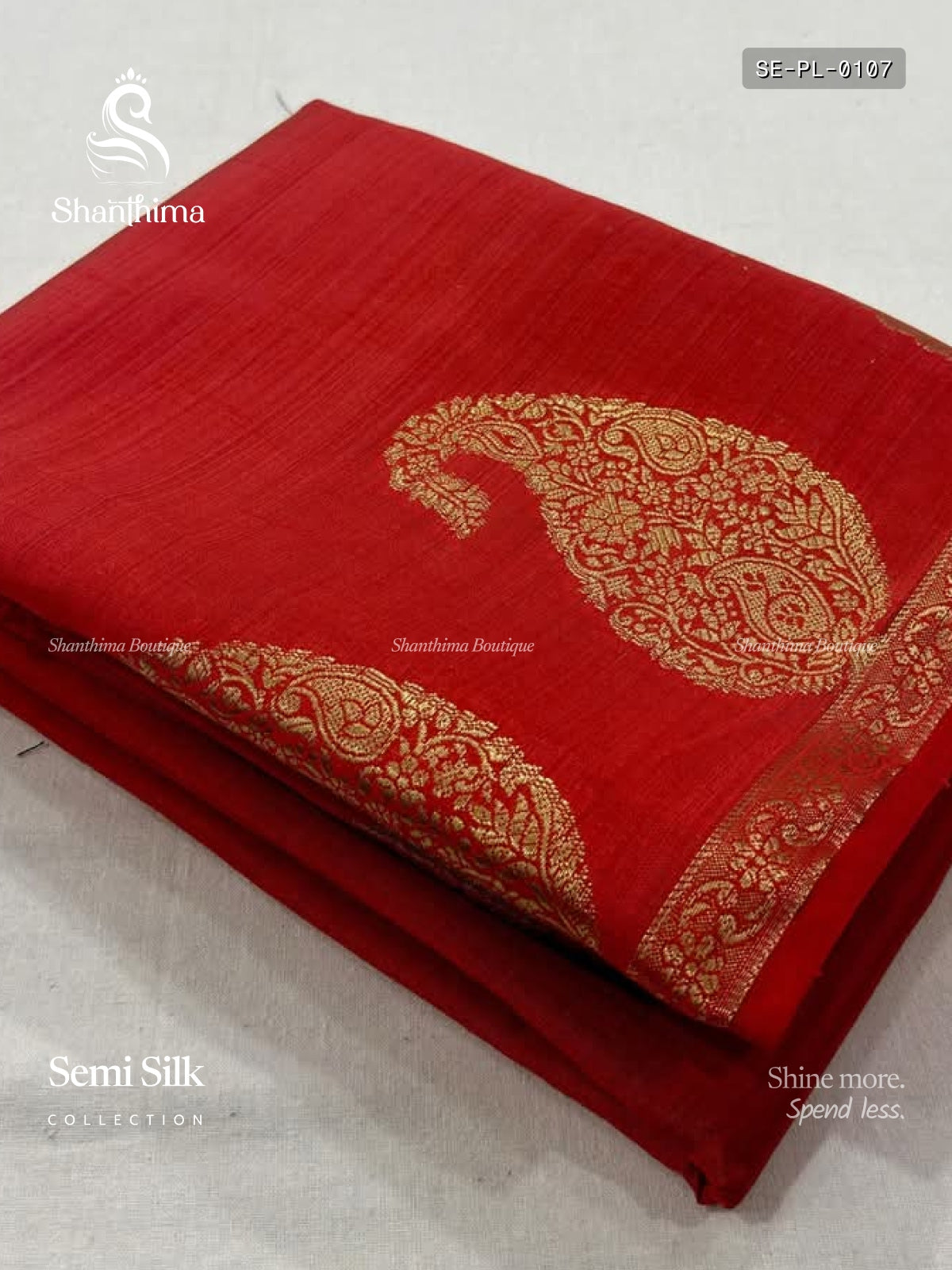 Semi Silk Plain Mango Flower Leaf Red Gold