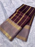 Semi Silk Vertical Stripes Chakra Maroon Lavender