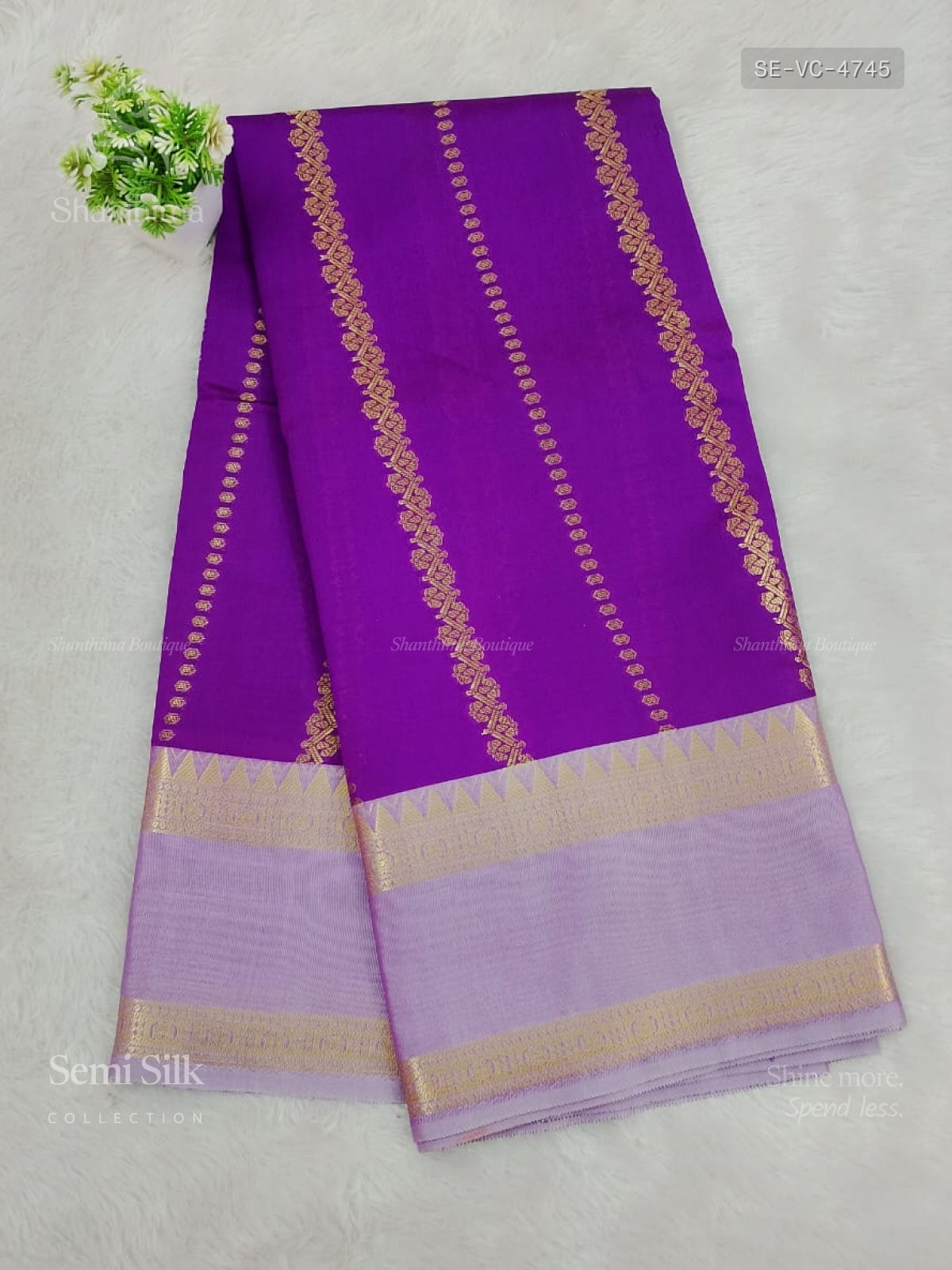 Semi Silk Vertical Stripes Chakra Magenta Lavender