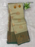Semi Silk Vertical Stripes Mango Pastel Green Dark Green