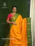 Sungudi Cotton Gold Checks Checks Peacock Yellow Green