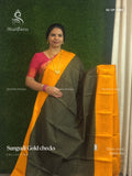 Sungudi Cotton Gold Checks Checks Peacock Mehendi Green Yellow