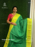 Sungudi Cotton Gold Checks Checks Peacock Parrot Green Light Green